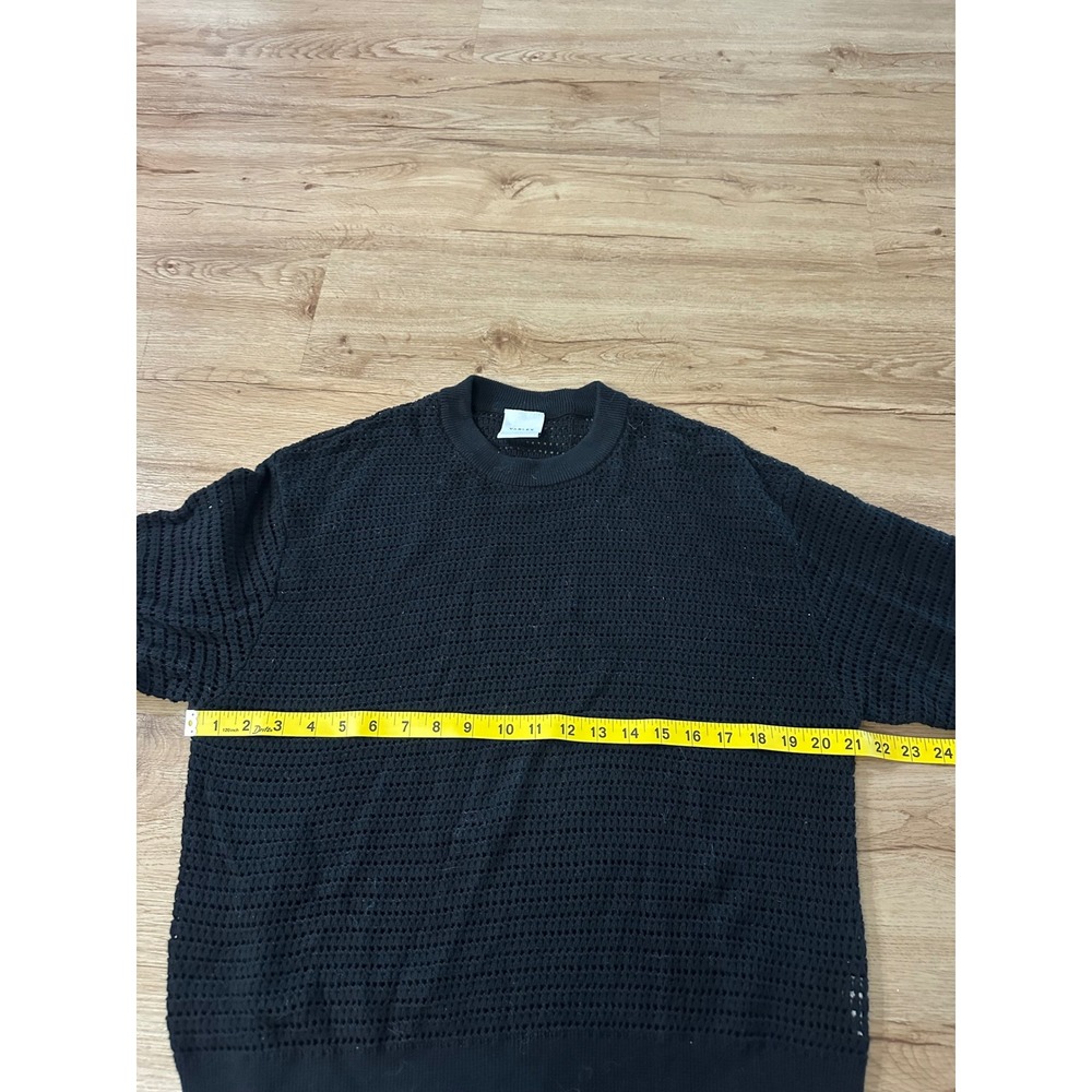 Varley Black Open Knit Cotton Sweater Oversized Medium - Picture 4 of 4